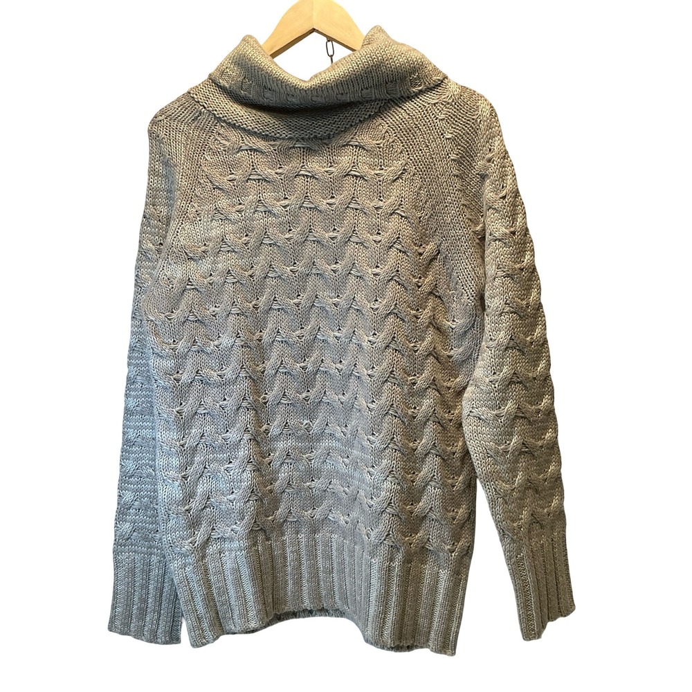 Mountain Khakis Women's Size S‎ Gray beige Cable Knit Turtleneck Sweater